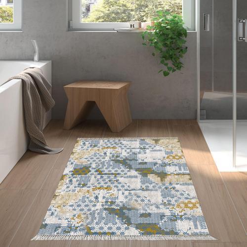 Kaymaz Taban Djt Banyo Halısı Trend Saçaklı Modern M5015 Mavi