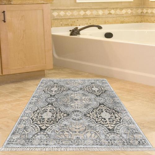 Kaymaz Taban Djt Banyo Halısı Yıldız Deri Saçaklı Modern 659M Bej