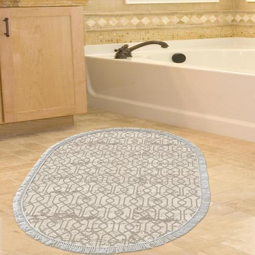 Kaymaz Taban Djt Banyo Halısı Star Pamuk Saçaklı Oval Modern 757 Vizon