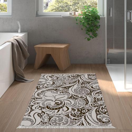 Kaymaz Taban Djt Banyo Halısı Star Pamuk Saçaklı Modern Mu145 Gri