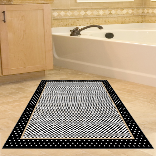 Kaymaz Taban Djt Banyo Halısı Yıldız Deri Modern 604M Siyah