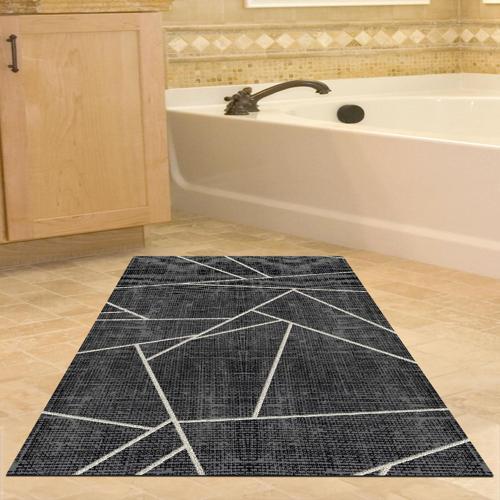 Kaymaz Taban Djt Banyo Halısı Star Pamuk Modern 717 Siyah