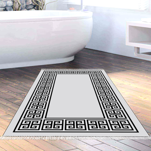 Kaymaz Taban Djt Banyo Halısı Trend Saçaklı Modern 608M Siyah