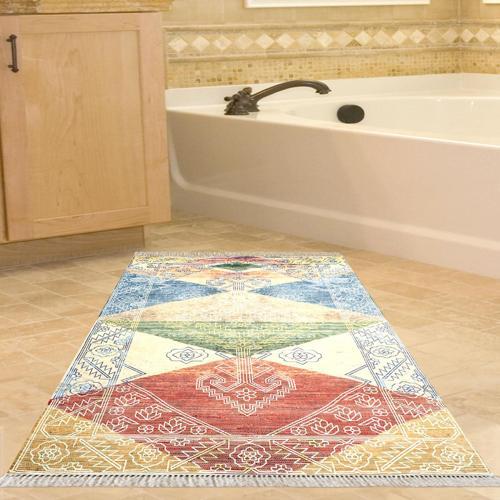 Kaymaz Taban Djt Banyo Halısı Yıldız Deri Saçaklı İskandinav S5047 Renkli