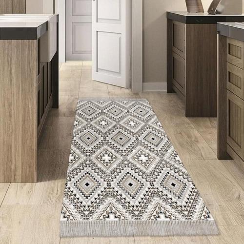 Kaymaz Taban Djt Mutfak Halısı Star Pamuk Saçaklı İskandinav 1931 Kahve Krem