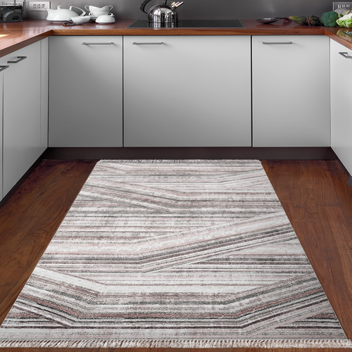 Kaymaz Taban Djt Mutfak Halısı Star Pamuk Saçaklı Modern 1252 Antrasit