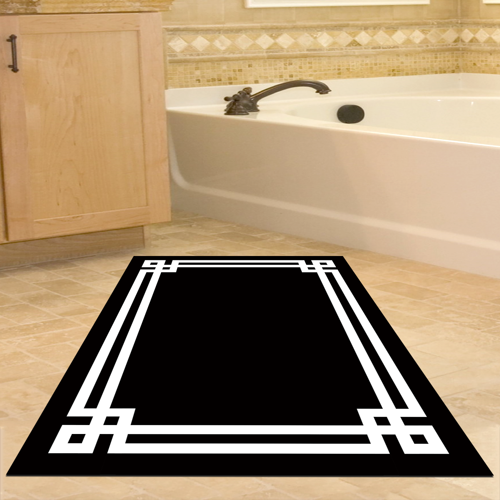 Kaymaz Taban Djt Banyo Halısı Yıldız Deri Modern 1669 Siyah