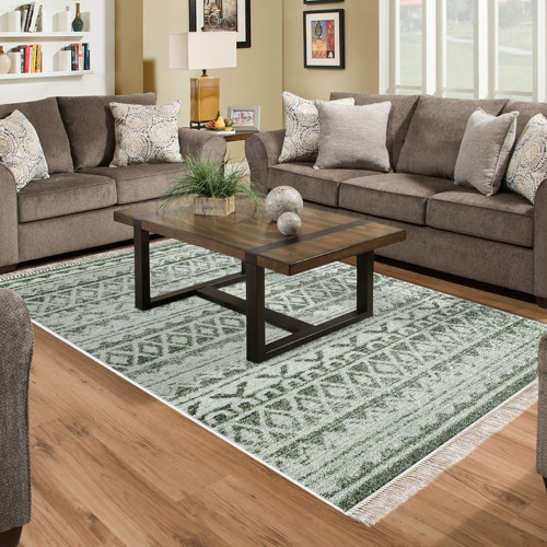 Kaymaz Taban Djt Salon Halısı Yıldız Deri Saçaklı İskandinav F5078 Lacivert