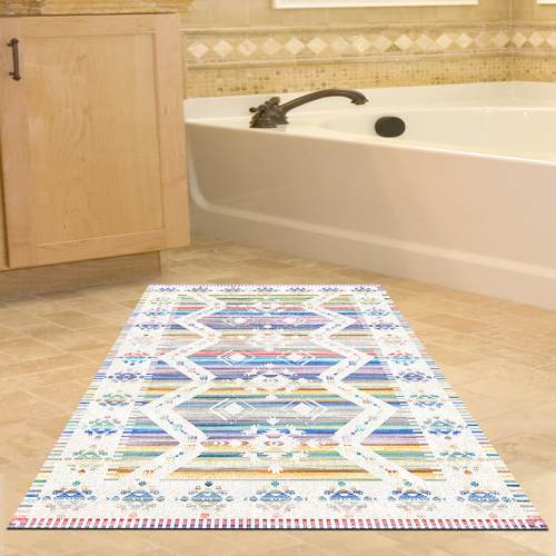 Kaymaz Taban Djt Banyo Halısı Yıldız Deri İskandinav F5014 Renkli