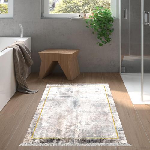 Kaymaz Taban Djt Banyo Halısı Star Pamuk Saçaklı Modern M12271 Hardal