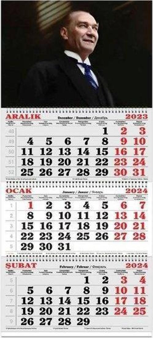 2024 3 Aylık Spiralli Atatürk 2 Jumbo Denizci Takvim