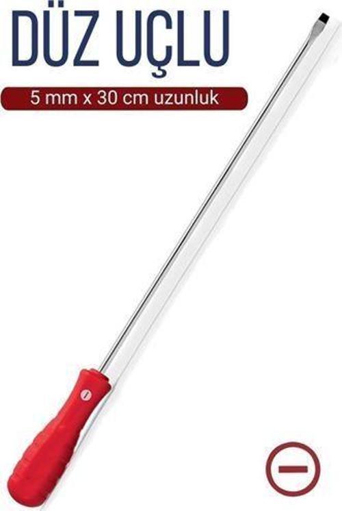 5 mm Uç 30 Cm Uzunluk Düz Uç Tornavida