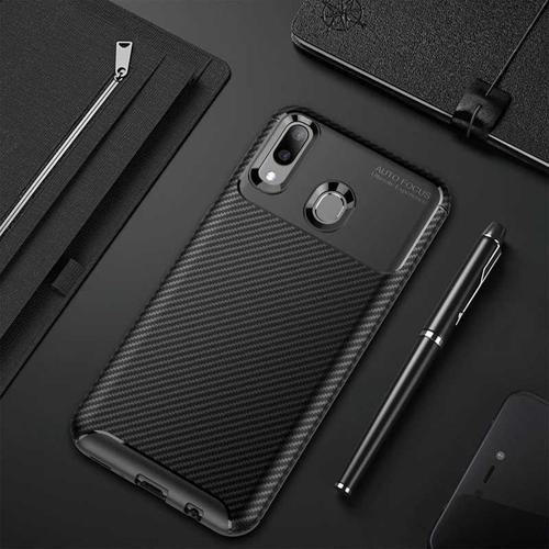 Samsung Galaxy M20 Kılıf Darbe Emici Uzun Ömürlü Parmak İzi Yapmaz Karbon Tasarım Negro Kılıf