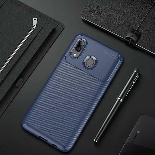Samsung Galaxy A20 Kılıf Darbe Emici Uzun Ömürlü Parmak İzi Yapmaz Karbon Tasarım Negro Kılıf