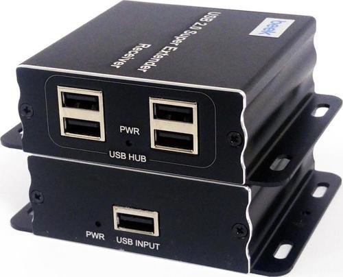 Cat 5 USB 2.0 Sinyal Uzatma Cihazı,  Alıcı (Receiver) ve Verici (Sender) Birim dahil, 4 Port US