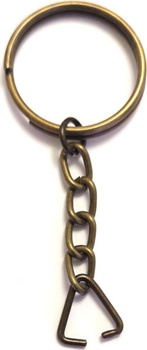 Anahtarlık Halkası, Halka + Zincir + Üçgen, 24mm, Antik, 1 Adet