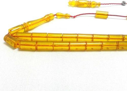 Ateş Kehribar Tesbih Sarı Renk Usta işçilikli (khr-10270)
