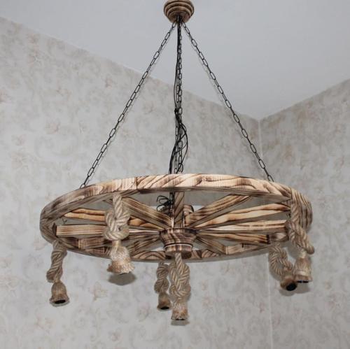 Ahşap Halatlı Teker Avize 100 cm. 6'lı