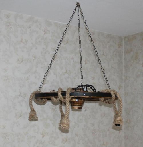 Ahşap Teker Avize 70  cm. 5'li