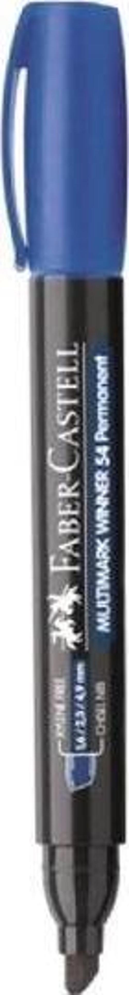Faber-Castell Parmanent 54 Kesik Uç Mavi Markör Kalem 