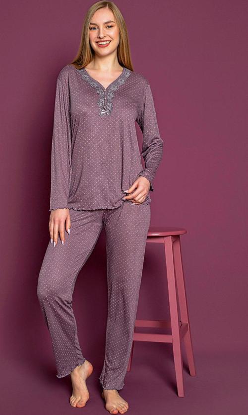 Uzun Kollu Bambu Anne Pijama Takımı- Genç Anne Serisi