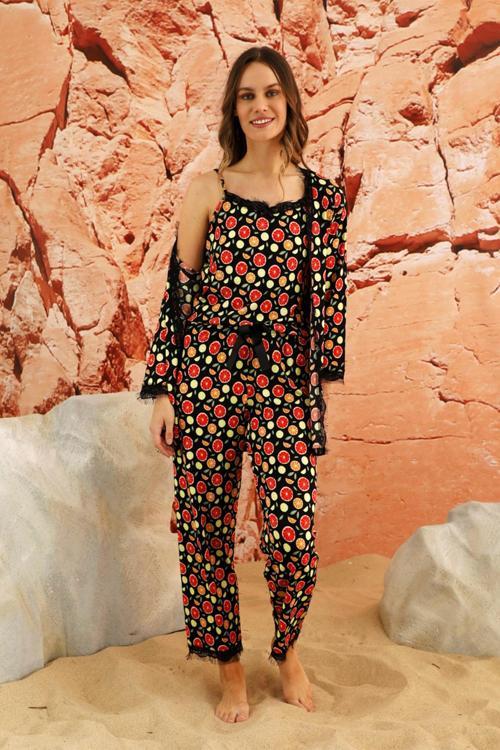 Sabahlıklı Dantel Detaylı Pegasus Kadın Pijama Takımı-Çeyizlik Takım- Geniş Beden Aralığı