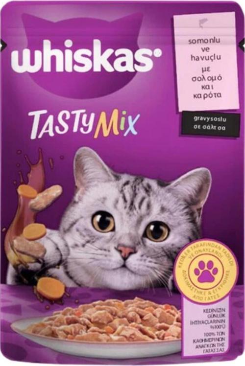 Tastymix Somonlu & Havuçlu Yetişkin Kedi Yaş Maması 28x85 gr