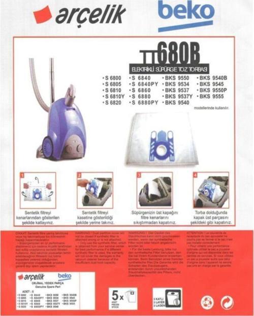 S 6805 Süpürge Modeli 5 Adet Toz Torbası Tt680b