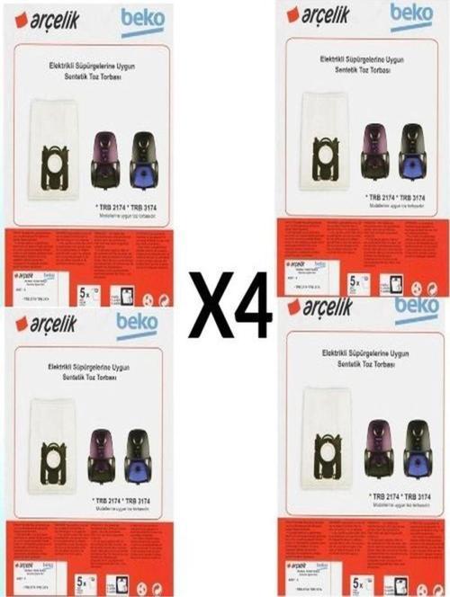 4 Paket 20 Adet Arçelik Trb 3174 Süpürge Modeli Toz Torbası