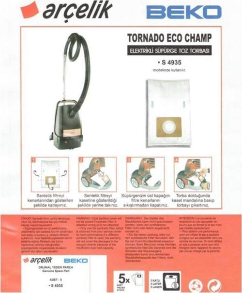 Bks 2935 Süpürge Modeli 5 Adet Toz Torbası Tornado Eco Camp