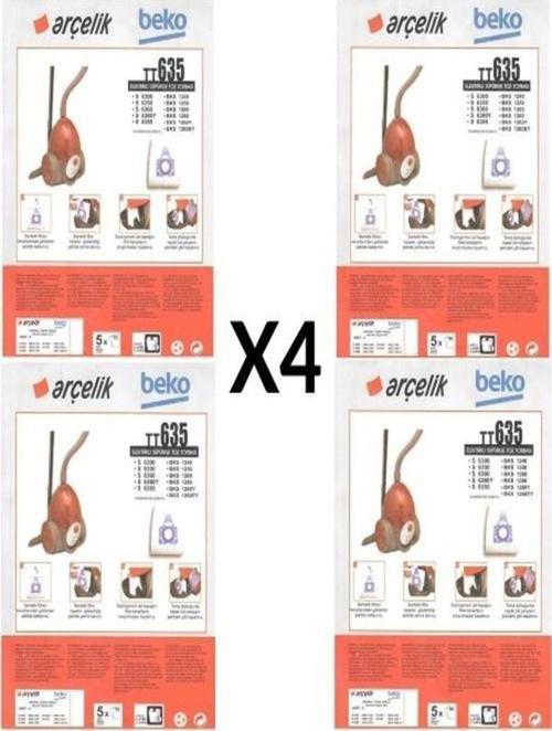ETİCARETARENA 4 PAKET 20 ADET Beko Bks 1240 Süpürge Modeli Toz Torbası Tt635