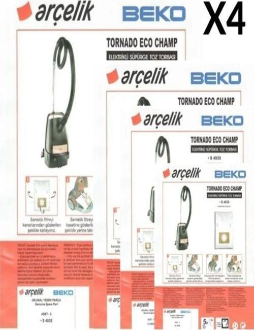 ETİCARETARENA 4 PAKET 20 ADET Beko Bks 2935 Süpürge Modeli Toz Torbası Tornado Eco Camp