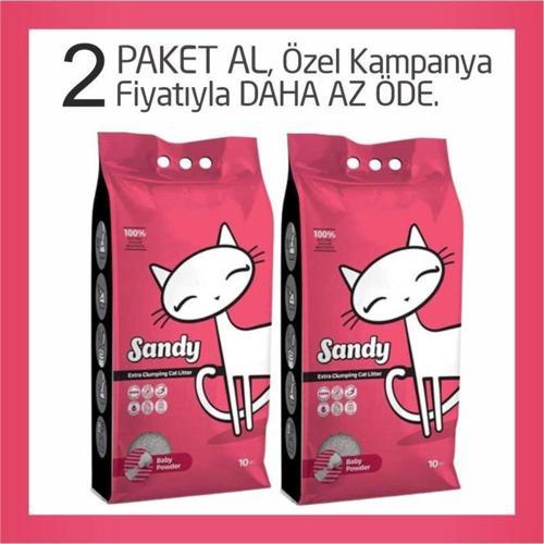 Sodyum Bentonit Ultra Topaklaşan Bebek Pudralı Doğal Kedi Kumu 2x10 Kg