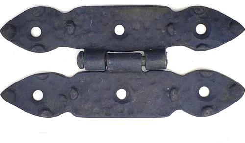 Antika Tarz Dekoratif Pirinç Düğmeli Menteşe - 117x57 mm, Oksit