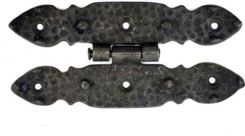 Antika Tarz Dekoratif Pirinç Düğmeli Menteşe - 142x69 mm, Oksit