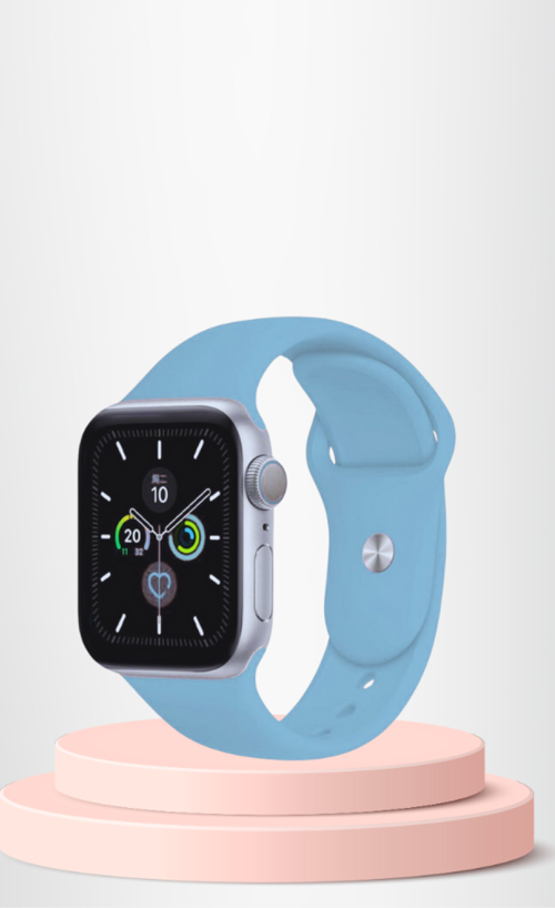Apple Watch 42 44 45mm/S A Kalite Kordon Kayış Bileklik Klasik Kaliteli Silikon Kordon BUZ MAVİSİ