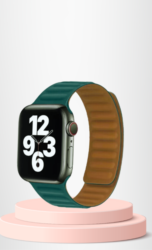 Apple Watch 42/44/45mm Uyumlu İnce Dokuma Mıknatıslı Kordon KOYU YEŞİL