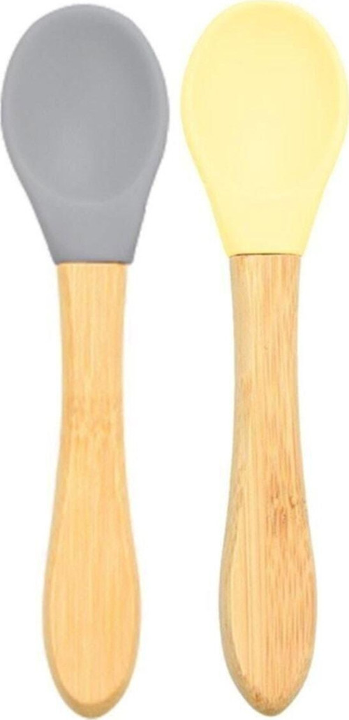 Bambu Saplı Silikon Kaşık 2'li - Gri Sarı Tek Ebat