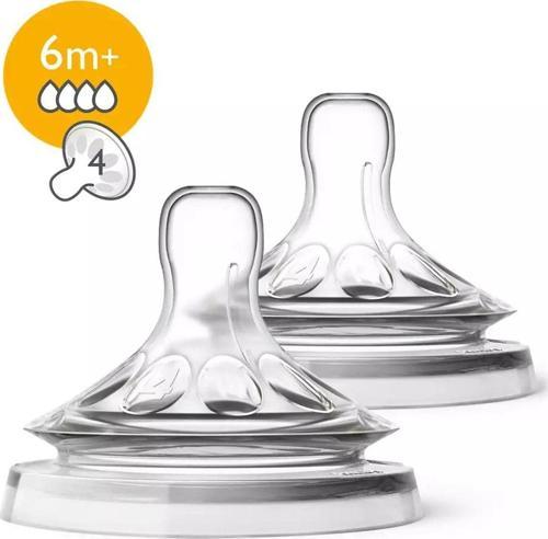 Philips Natural Biberon Emziği 4 Delik 6+ Ay 2li Scf044/27  Tek Ebat
