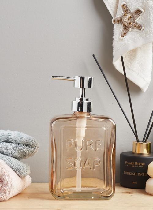 pure soap cam sıvı sabunluk kahve 15742