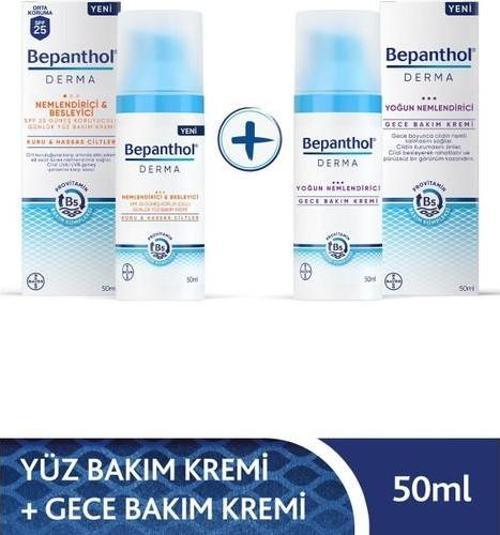 Derma Nemlendirici & Besleyici Spf 25 Günlük Yüz Kremi 50ML + Derma Yoğun Nemlendirici Gece Bakım Kremi 50ML