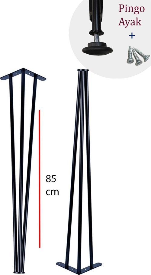 85 Cm Pingolu Dresuar Ayağı Metal Profil Boru Ayak Kütük Yüksek Bar Masası Siyah (2 ADET)