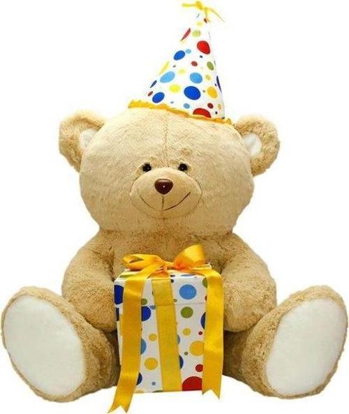 Oturan Hediye Kutulu Peluş Ayı 55 cm
