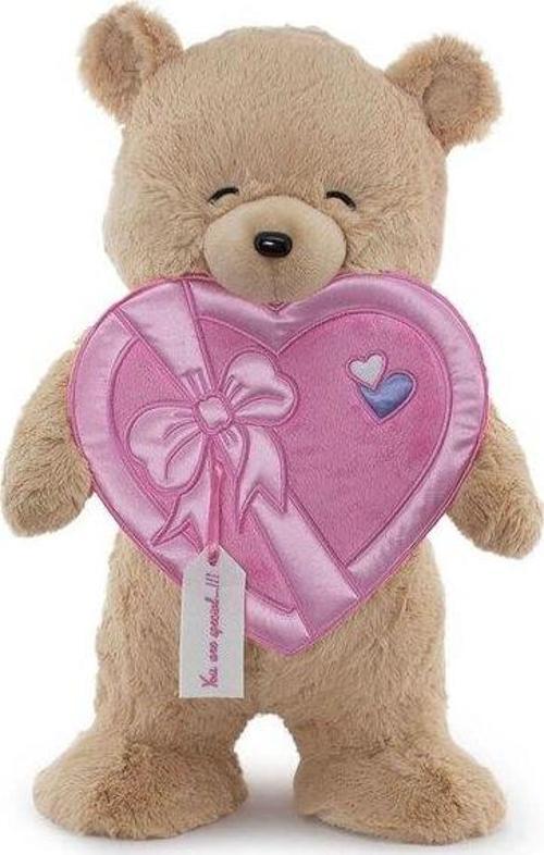Sevgiliye Hediye Fluffy Kalp Kutu Flamalı Ayı 55 Cm