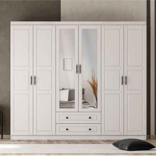 Bahar 210Cm 6 Kapak 2 Çekmece Gardırop