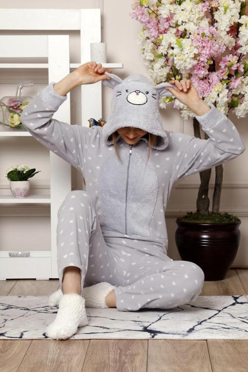 Kışlık Welsoft Kadın Polar Tulum Pijama Takımı-5 Renk