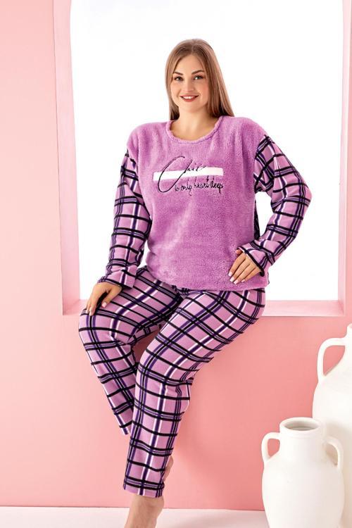 Büyük Beden Kadın Polar Peluş Pijama Takımı