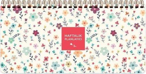 13x27 Spiralli Planner - Krem Çiçek