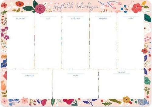 17x24 Haftalık Planner Blok - Pembe Çiçek