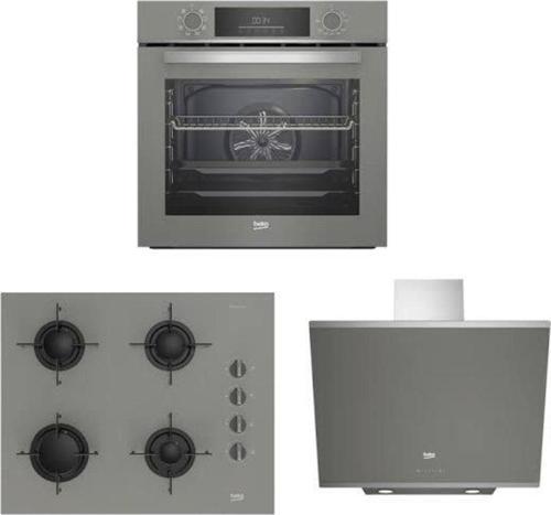 Manhattan Gri Buhar Destekli 3’lü Ankastre Set  Fırın + Ocak + Davlumbaz